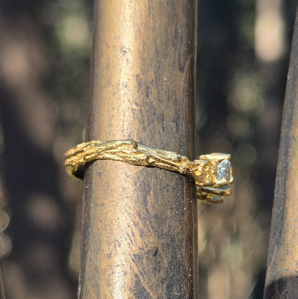 Topaz Natural Gemstone Sterling & Gold Ring Sz7 Adjustable - Picture 10 of 12